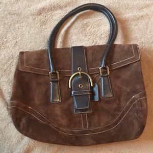 BROWN LEATHER MINIMALIST COACH BAG